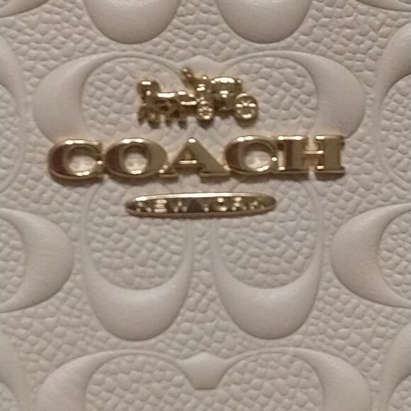 COACH Ava Chain Signature Leather Tote in Chalk, Debossed - Picture 3 of 16